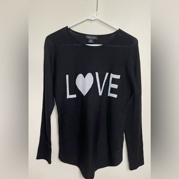 Rachel Zoe Black Love Pullover Sweater Lightweight Cashmere Blend Sz Small. - Picture 1 of 16